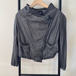 BLACK by K&M Charcoal Gray‎ Perforated Asymmetrical Moto Jacket Size 40 (Small)